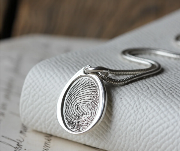 Maxwell - Fingerprint Oval Pendant
