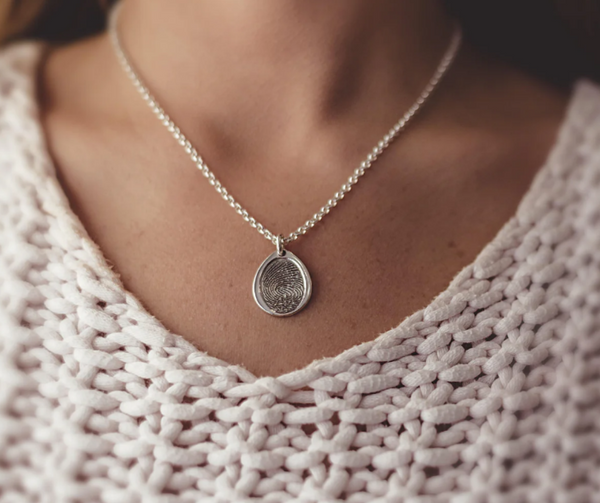 Maxwell - Fingerprint Oval Pendant