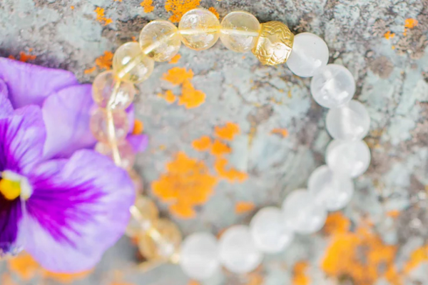 KAORI - SELENITE, CITRINE AND MONEY BAG BRACELET