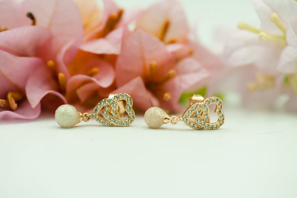 TYAS - DOUBLE HEART PEARL EARRINGS