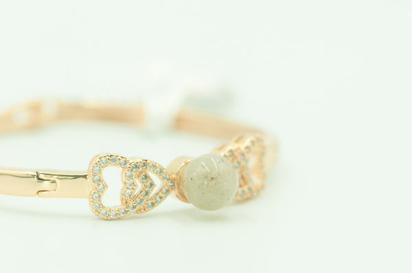 TYAS - DOUBLE HEART PEARL BANGLE