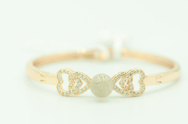TYAS - DOUBLE HEART PEARL BANGLE
