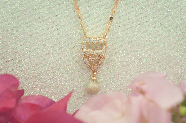 TYAS - DOUBLE HEART PEARL PENDANT