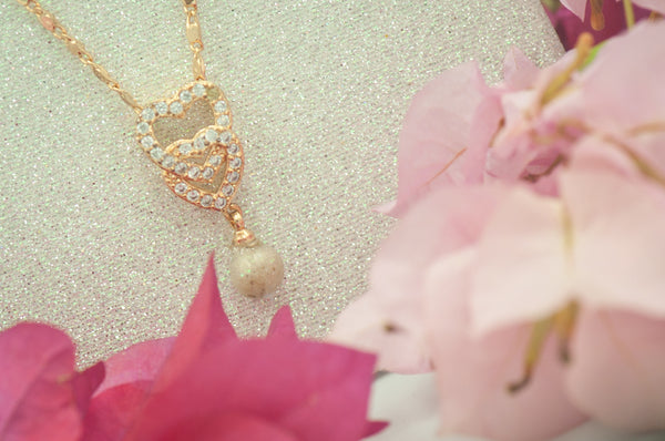 TYAS - DOUBLE HEART PEARL PENDANT