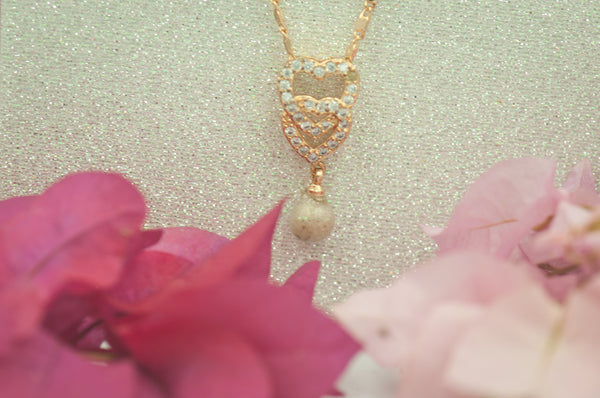 TYAS - DOUBLE HEART PEARL PENDANT