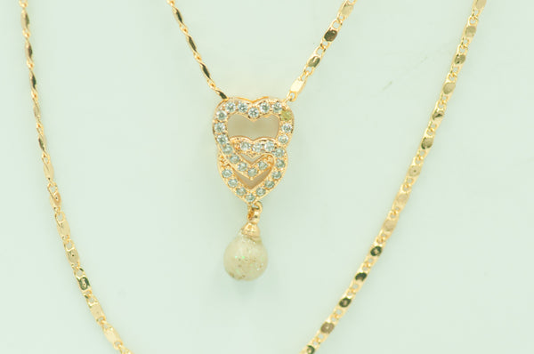 TYAS - DOUBLE HEART PEARL PENDANT