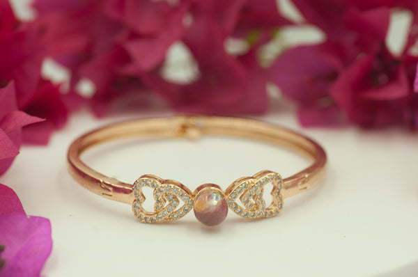 TYAS - DOUBLE HEART PEARL BANGLE