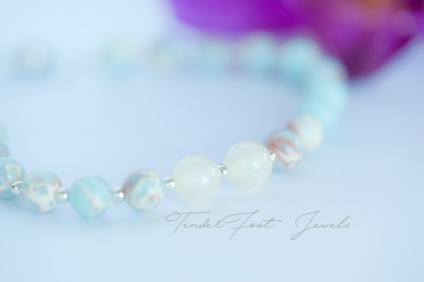 JASMIN - SNAKE SKIN JASPER DOUBLE BEASTMILK PEARL BRACELET