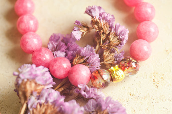 LEONIE - STRAWBERRY QUARTZ MONEY BAG BRACELET