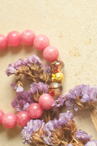 LEONIE - STRAWBERRY QUARTZ MONEY BAG BRACELET