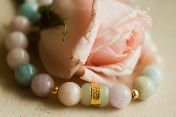 MORGANI - JADE AND MORGNITE BEAD BRACELET