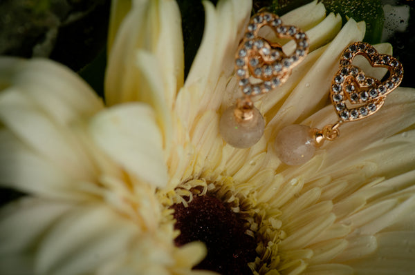 TYAS - DOUBLE HEART PEARL EARRINGS