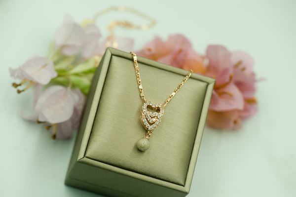 TYAS - DOUBLE HEART PEARL PENDANT