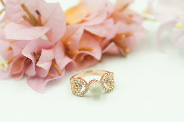 TYAS - DOUBLE HEART PEARL RING