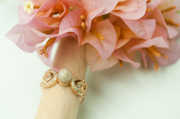 TYAS - DOUBLE HEART PEARL RING