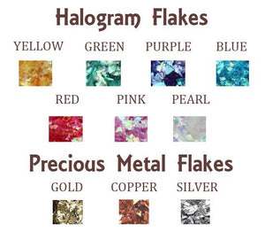 Halogram and Precious Metal Flakes